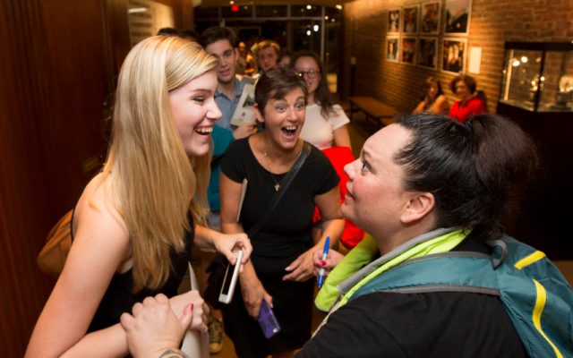 Audience Members greet actors at Waitress at A.R.T.