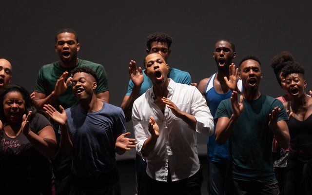 The cast of The Black Clown in rehearsal.