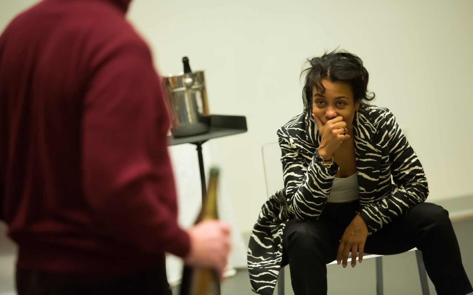 Karen Pittman in rehearsal for The White Card.
