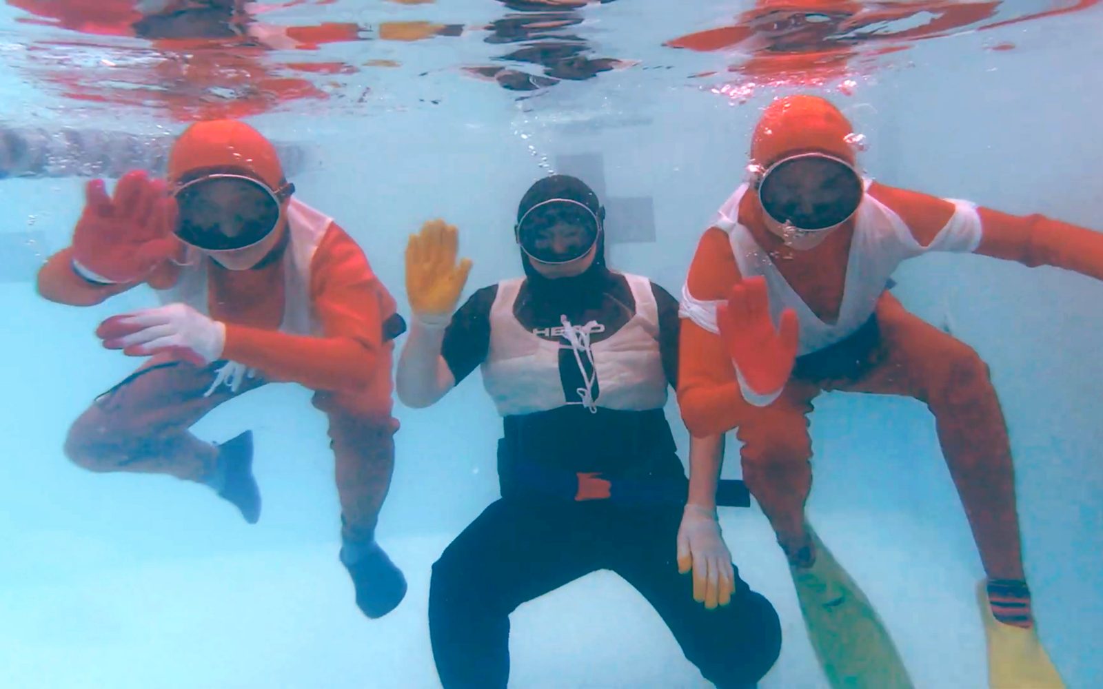 Wai Ching Ho, Emily Kuroda, and Jo Yang in rehearsal for Endlings.