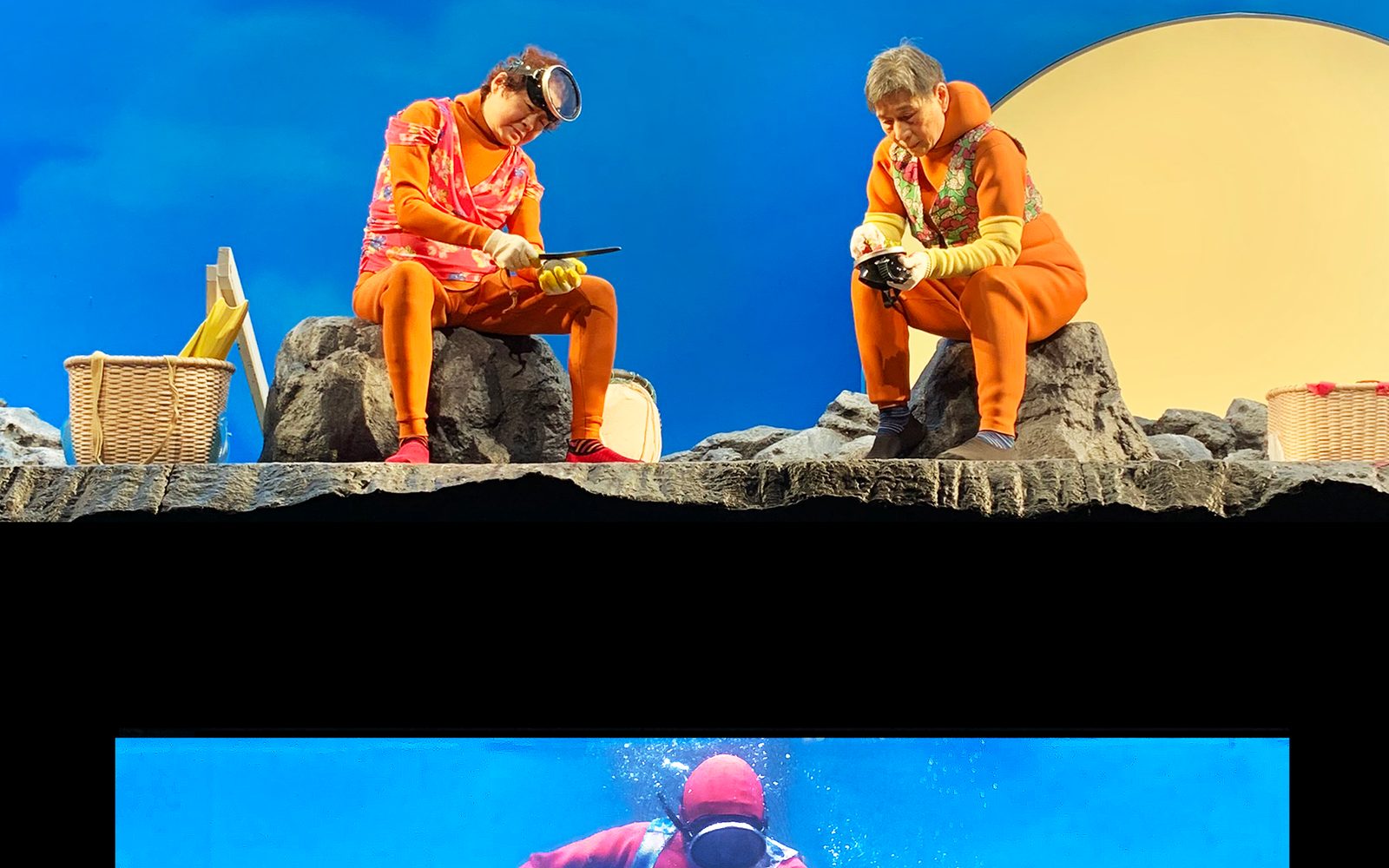 Emily Kuroda and Wai Ching Ho (above) with Jo Yang (below)