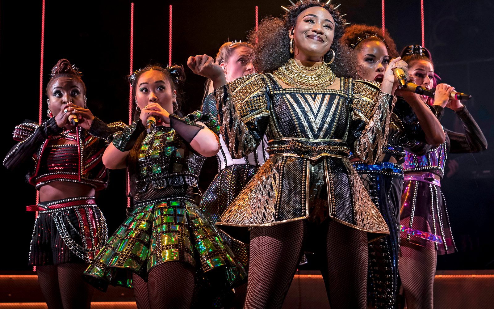 Catherine of Aragon (Adrianna Hicks, at center) performs “No Way” in SIX