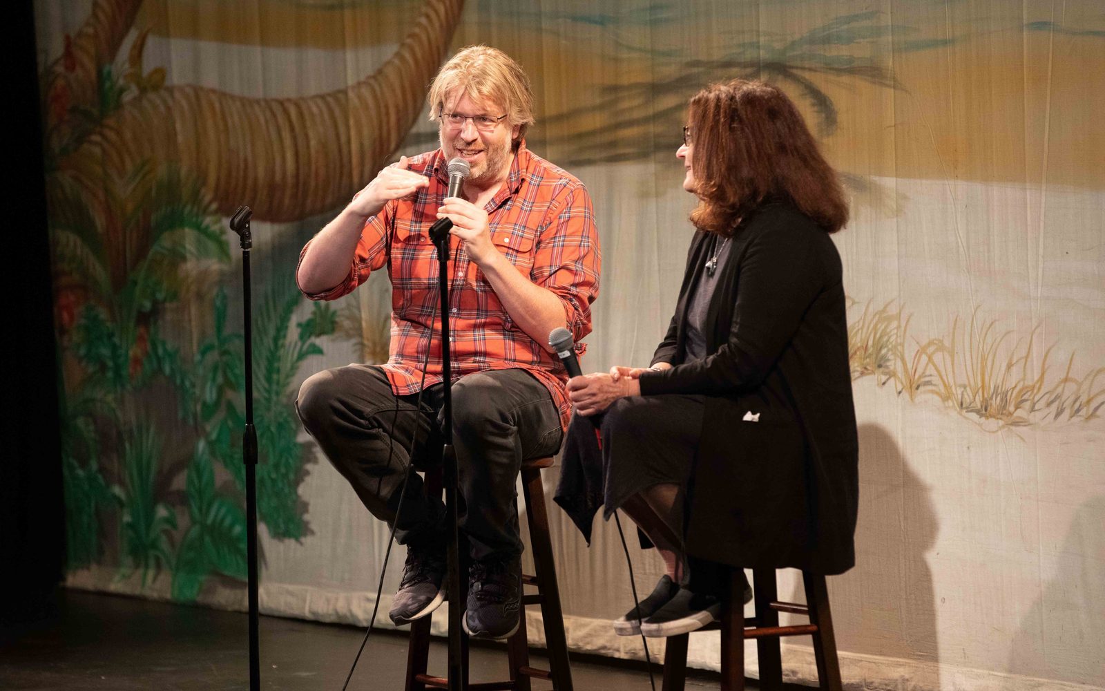 Moby-Dick creator Dave Malloy in conversation with Executive Director Diane Borger at the A.R.T. Open House.
