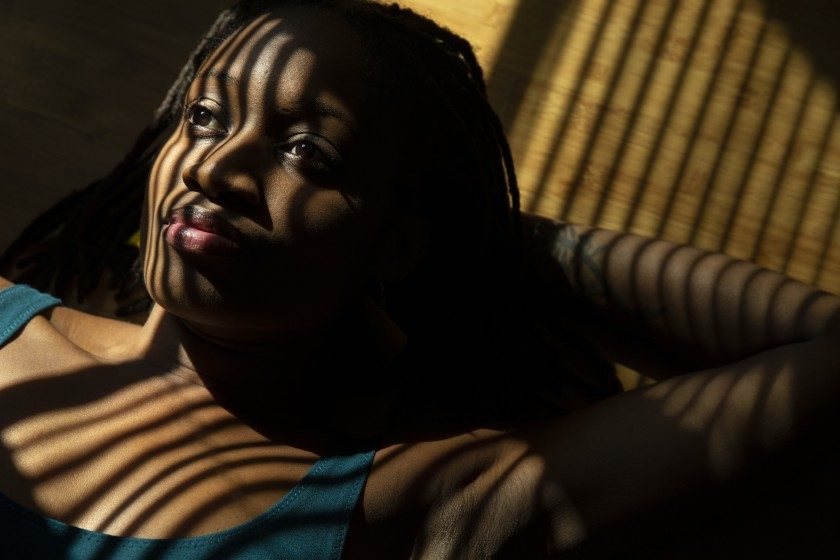 Playwright Aleshea Harris at her L.A. home.