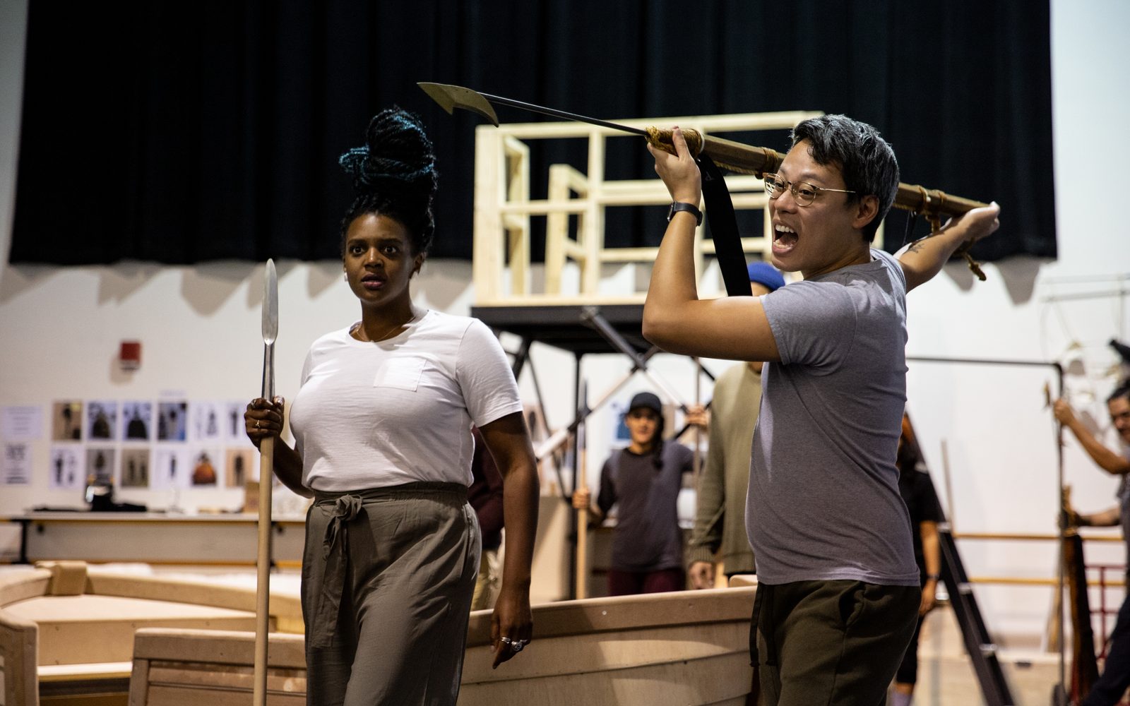 Starr Busby and Andrew Cristi in rehearsal for Moby-Dick.