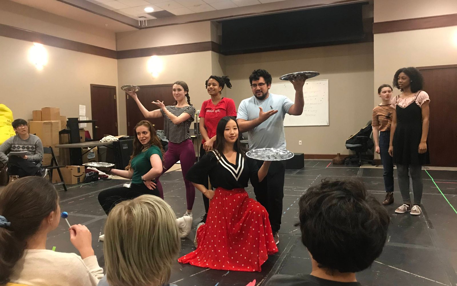 The cast of Thumbelina in rehearsal