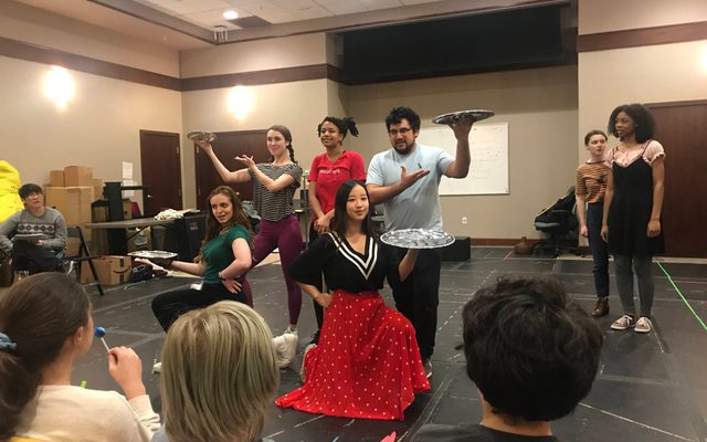The cast of Thumbelina in rehearsal