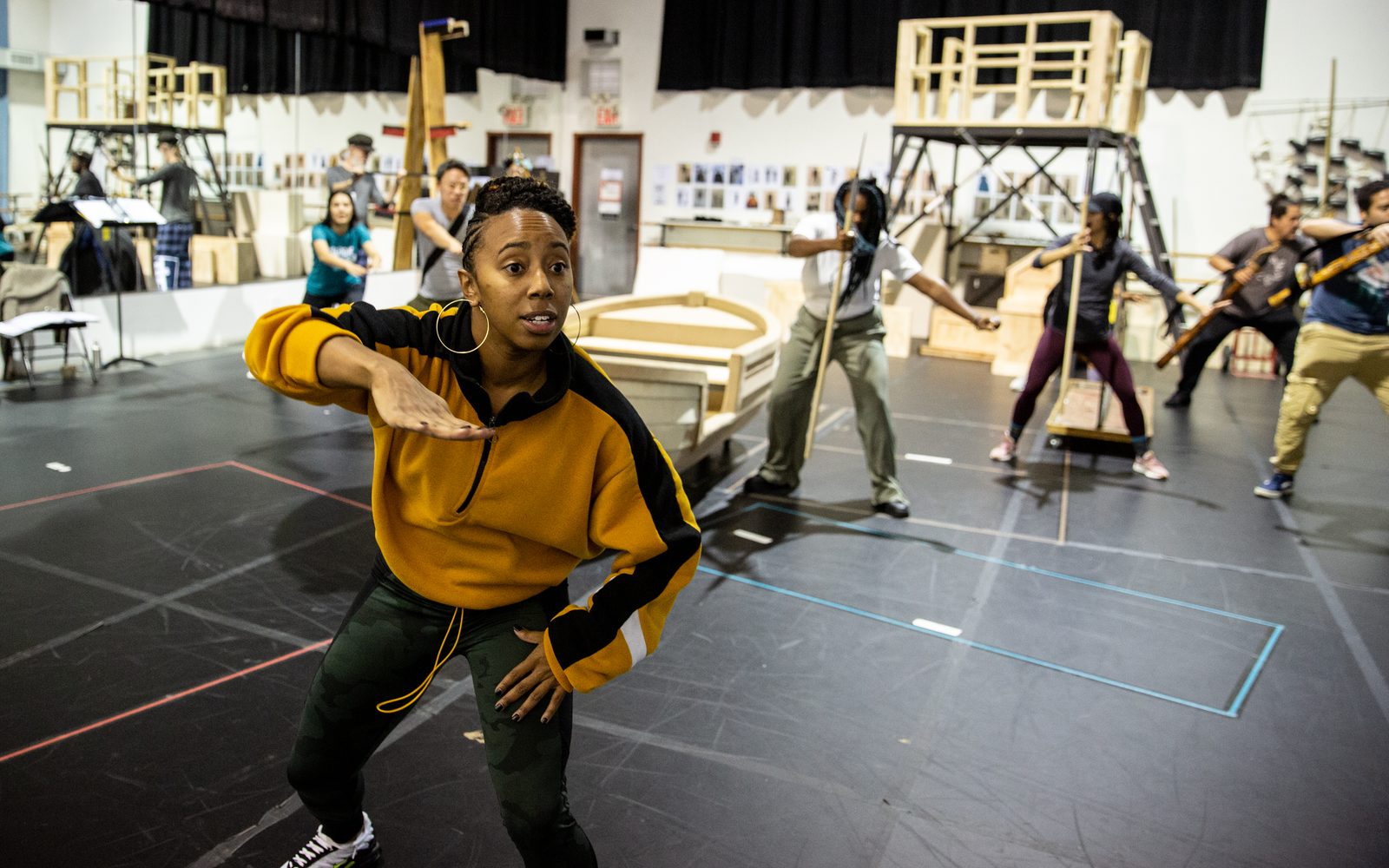 Choreographer Chanel DaSilva leads the cast of Moby-Dick in rehearsal.