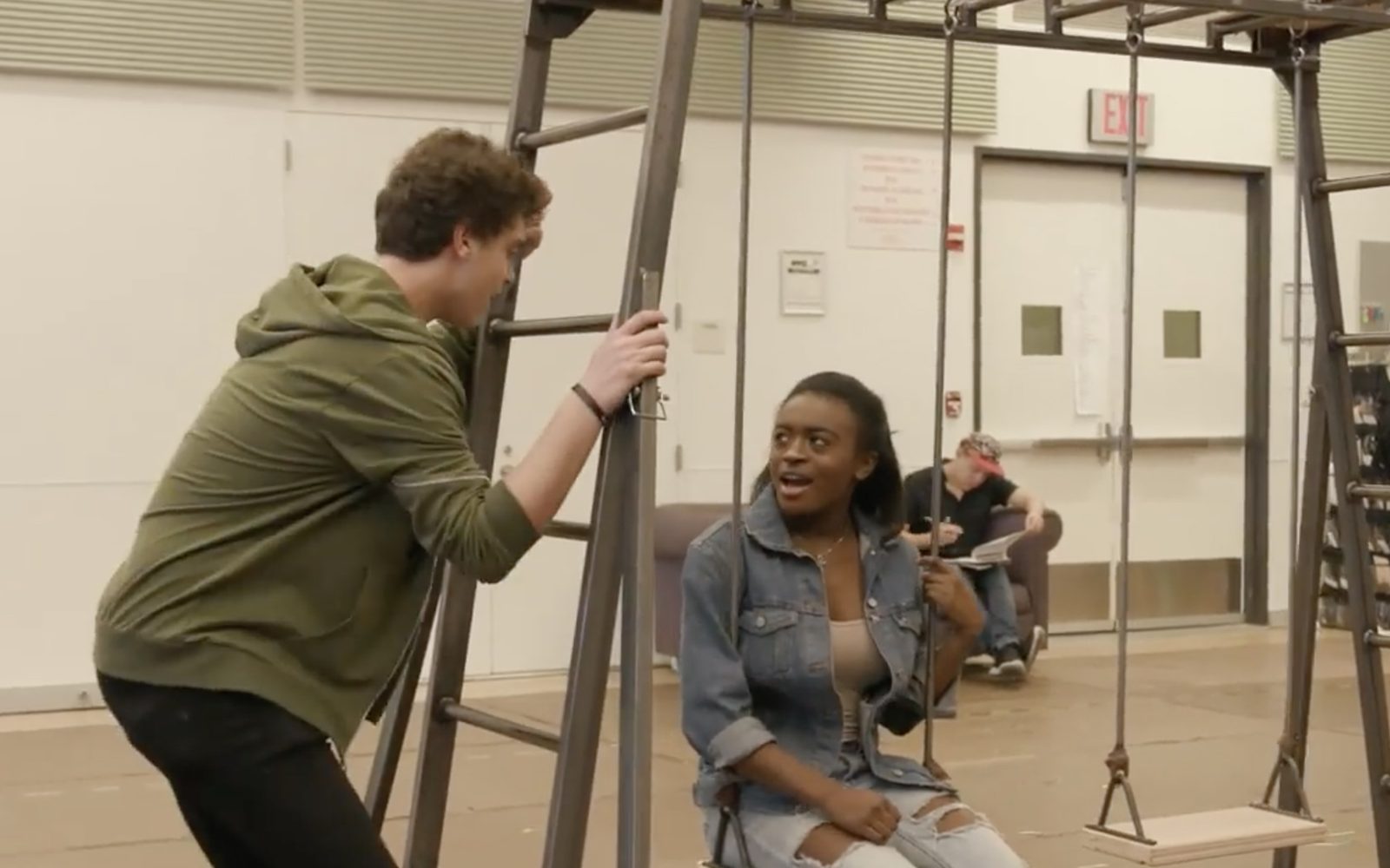 Antonio Cipriano and Celia Rose Gooding rehearse Head Over Feet.