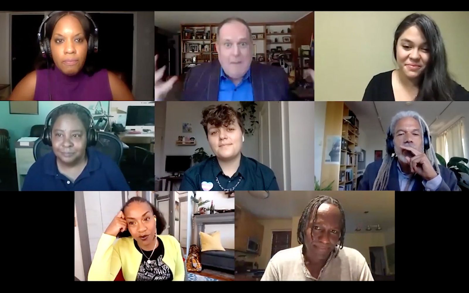 A screenshot of participants in The Audacity to Exist virtual conversation
