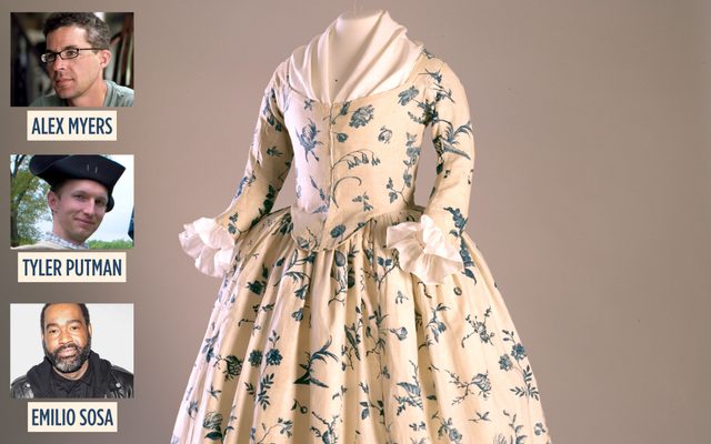 Wedding gown with images of three individuals on top