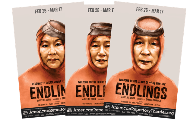 Three posters to Endlings, each with a different haenyeo character.