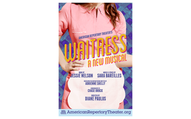 A poster to “Waitress: A New Musical” with a woman in a pink uniform.