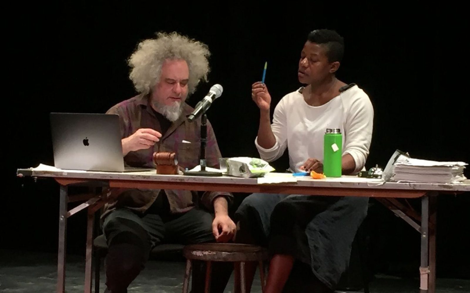 Sxip Shirey and Jennifer Kidwell at a 2018 workshop at the Abrons Arts Center.