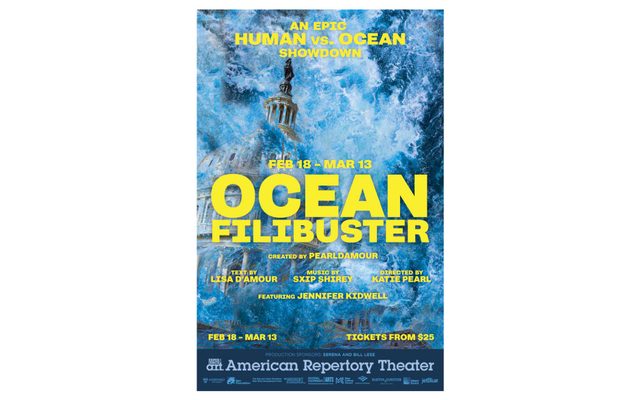 Ocean Filibuster poster that features the artwork of massive wave crashing against the Capitol.