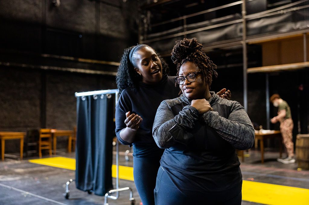 Crystal Lucas-Perry and Allyson Kaye Daniel in rehearsal for 1776.