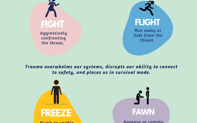 Trauma Responses: fight, flight, freeze, and fawn.
