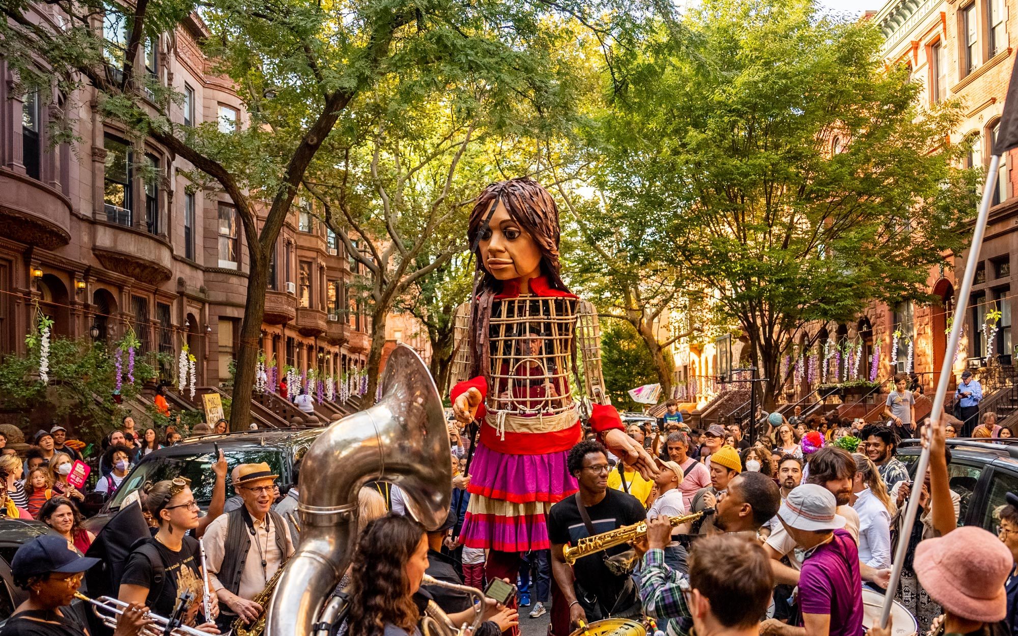 Little Amal in Manchester England.