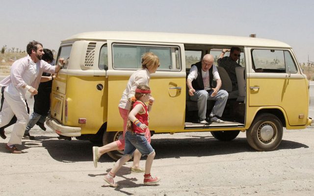 Steve Carrell, Paul Dano, Toni Collette, Abigail Breslin, Alan Arkin, and Greg Kinnear in Little Miss Sunshine.